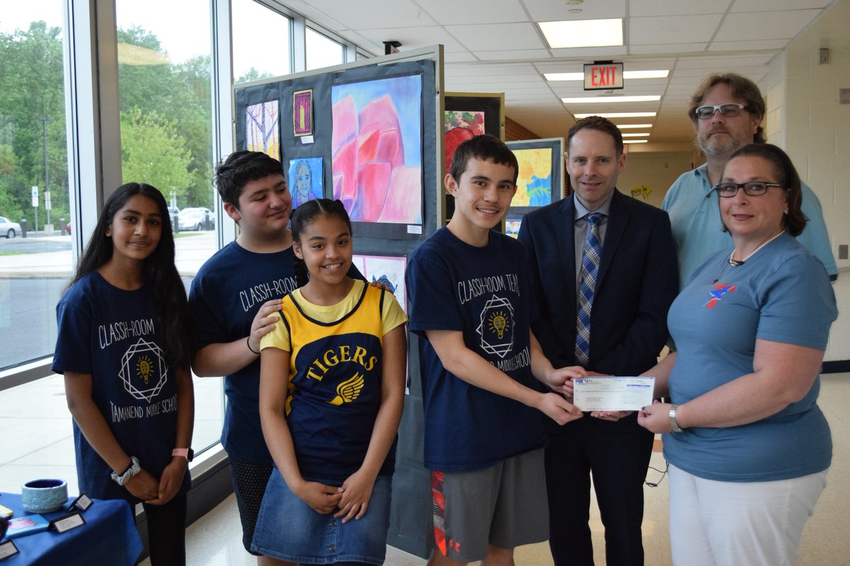 After emerging victorious from battle on <a href="/FOX29philly/">FOX 29</a> <a href="/theclasshroom/">The ClassH-Room</a>, these <a href="/CBTamanendMS/">Tamanend MS</a> students turned their winnings into a donation to bring about awareness &amp; hope for families battling Mast Cell disease. Learn more at tinyurl.com/y263fegh and <a href="/STMCFoundation/">Super T's Foundation</a>. #CBSDPROUD