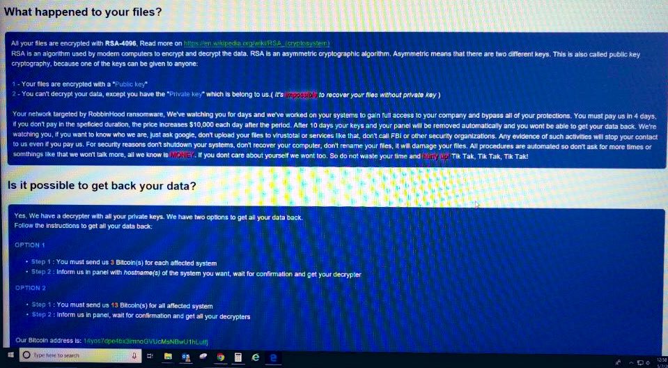 HellgrenWJZ's tweet photo. This is the ransomware demand.  It threatens that after 10 days, Baltimore won’t get its data back. Armor says there have been no transactions to the hacker’s bitcoin wallets. @wjz https://t.co/qRIj84Bjb0
