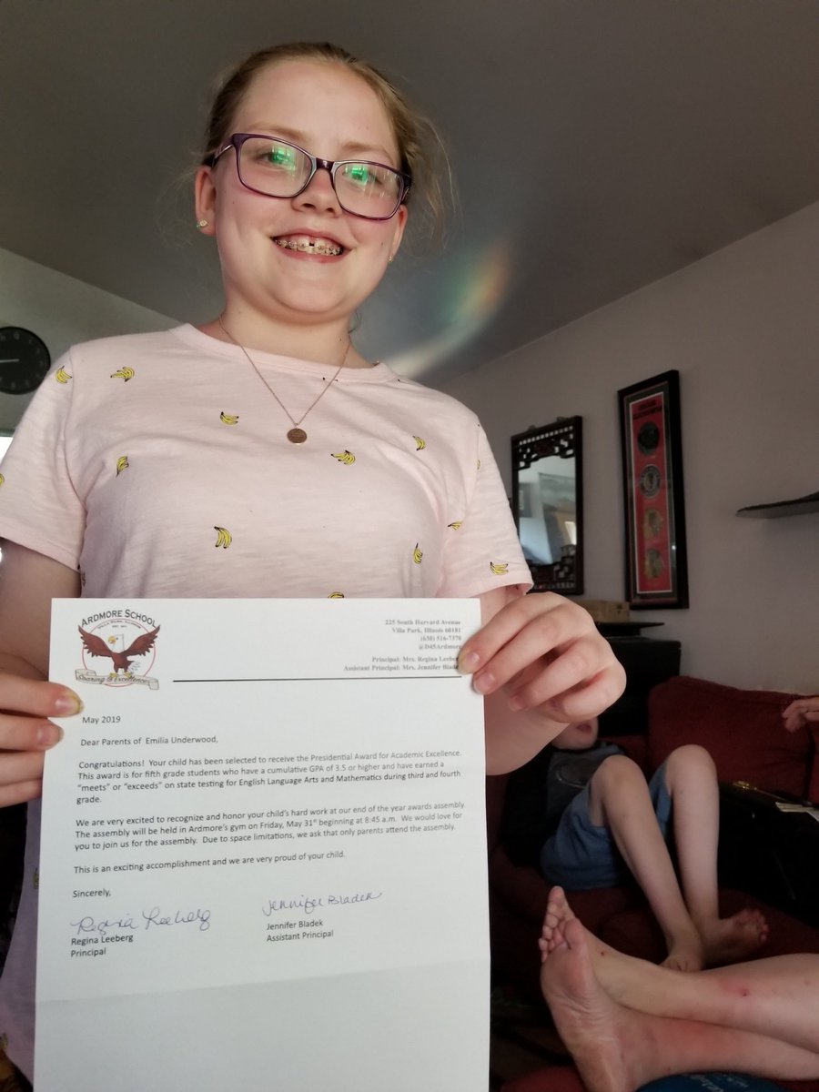 We received a letter today saying that our fifth grader has been selected to receive the Presidential Award for Academic Excellence! Could not be more proud! #ProudPapa #ArdmoreEagles #D45Ardmore