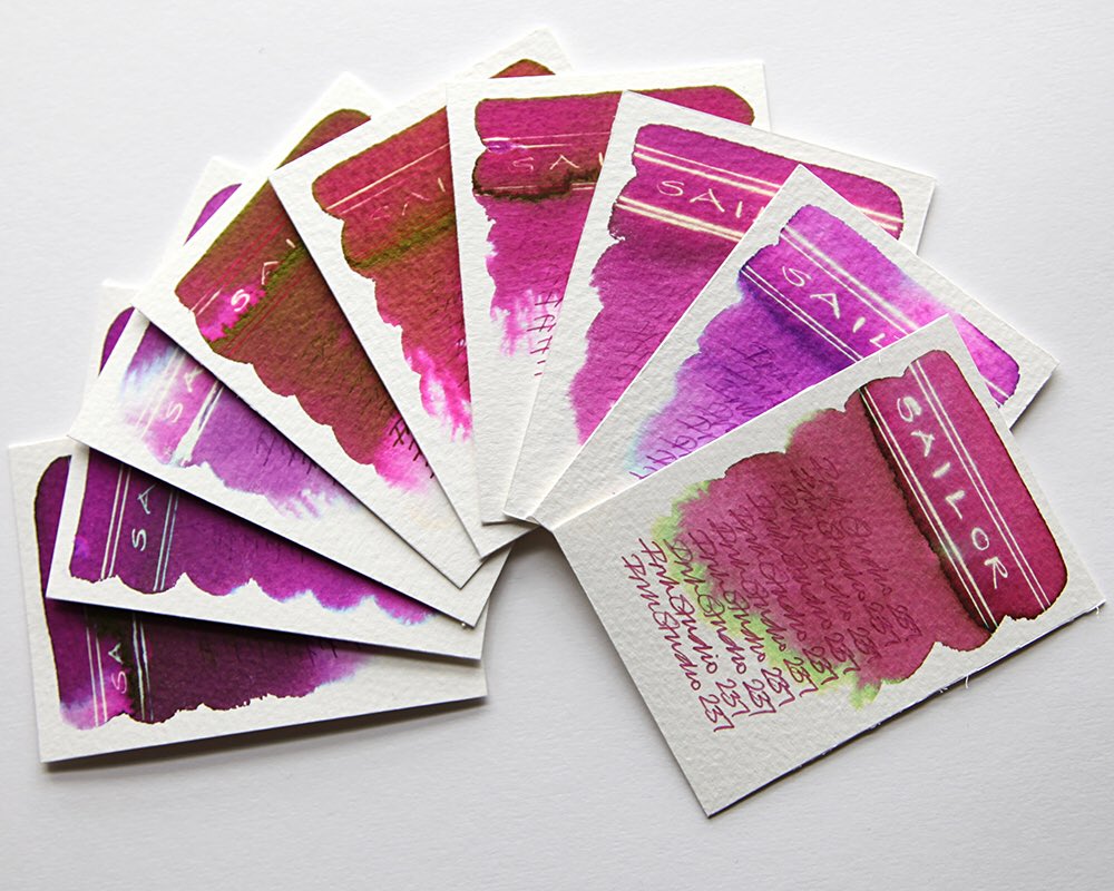 Sailor Ink Studio test swatches - the Pinks. Click link now! nickstewart.ink/2019/05/15/sai…