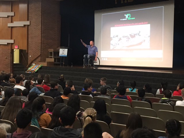 STUCO officers and sponsor Mrs. Stephens brought Tyson Dever to offer an experience to inspire and motivate teens to understand the importance of driving without distractions and to inspire others to do the same. <a href="/TysonDever/">Tyson Dever</a> <a href="/TxDOT/">TxDOT</a> <a href="/TxDOTLubbock/">TxDOTLubbock</a>