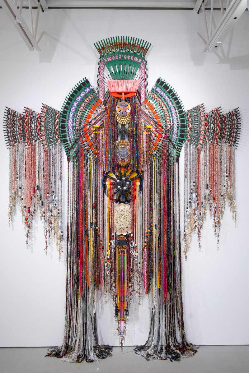 ArtsWestchester's tweet photo. International artist Anne Samat’s debut US exhibition, Greatest
Love has just opened at @hvmoca. The massive wall hangings comprised of
woven fiber &amp; found materials were all made during Samat’s three month artist
residency in Peekskill.  #annesamat #gottalovethearts #hvmoca https://t.co/4UtcFc8AtI