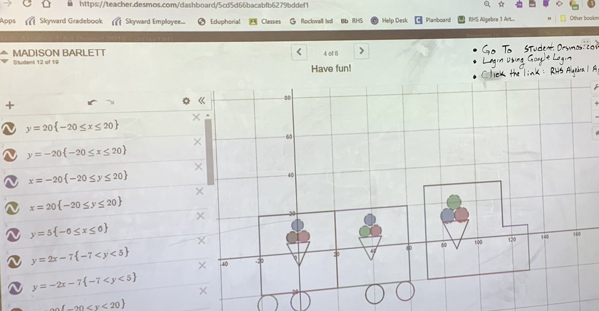 alex_alg1's tweet photo. Check out my Algebra 1 creations using @Desmos #domainandrange #desmos #multiplefunctions #alltheTEKS #secondarytonone https://t.co/kyayz5zSt3