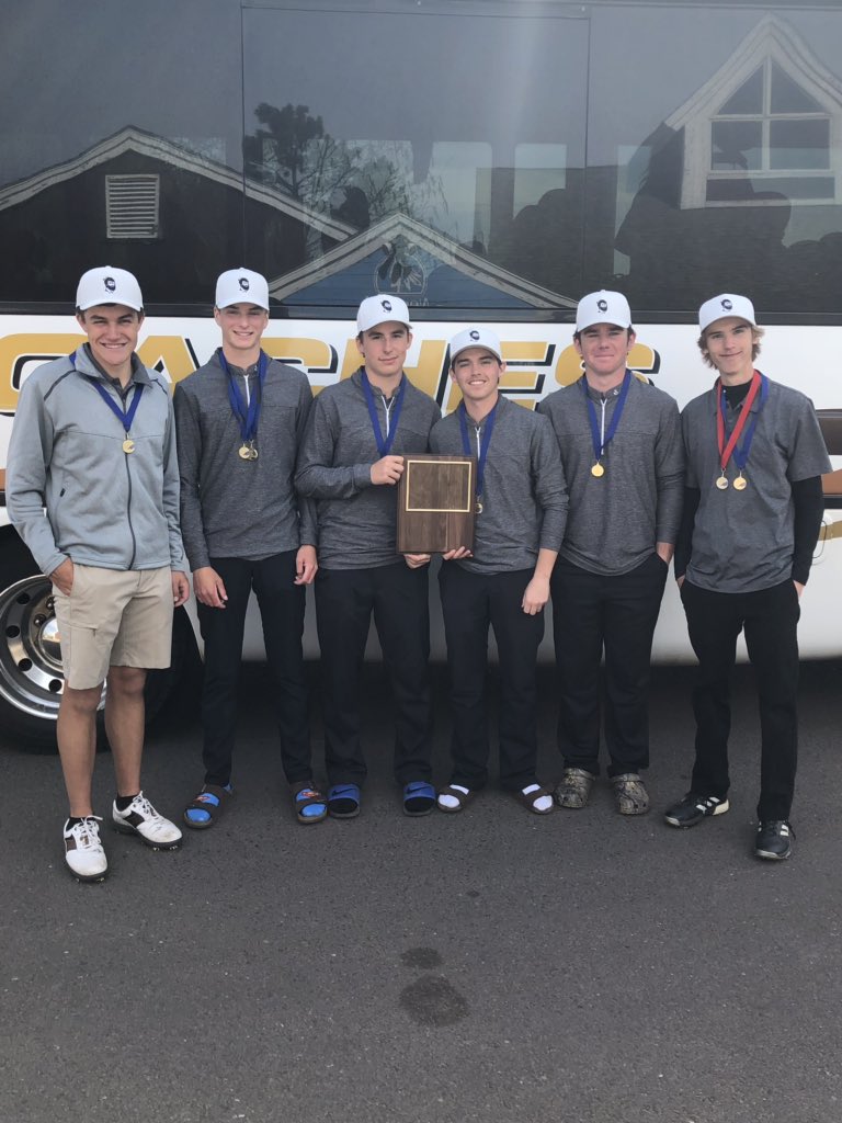LumberjacksGolf's tweet photo. Congrats to boys golf team on winning the conference today! Team score of 607. Baker &amp; Poppenberg finish 1 &amp; 2 individually overall w/ the rest in the mix for 2nd team. Girls finish 2nd. #SwingTheAxe #GoJacks https://t.co/XTlQTD0IWC