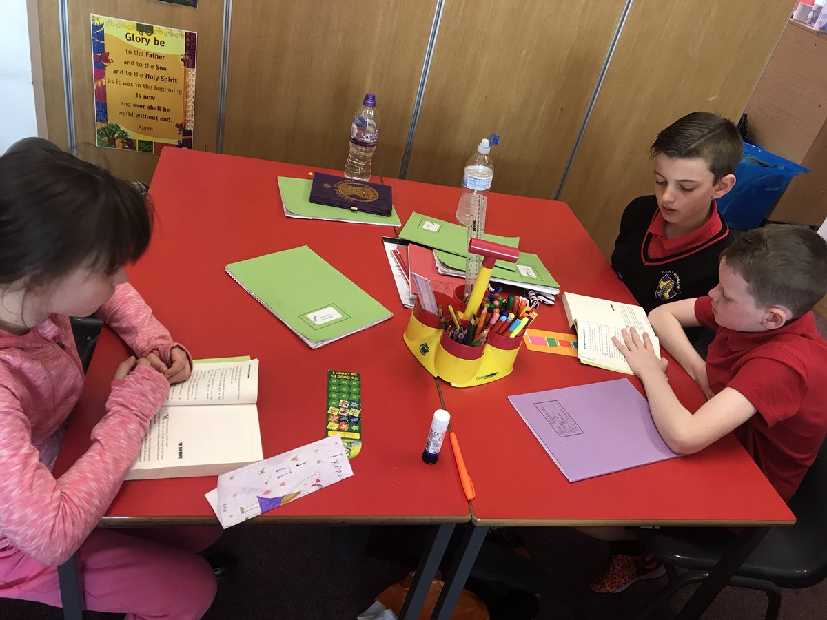 Mrs_Podmore's tweet photo. P5 are enjoying Reading Circles this term where they’ve selected novels to read and discuss in small groups. They have been working hard to develop their comprehension, fluency and expression when reading.📚📖 #summariser #visualiser #predictions #mainideas #metalinguistics https://t.co/NSn6ucR9dk