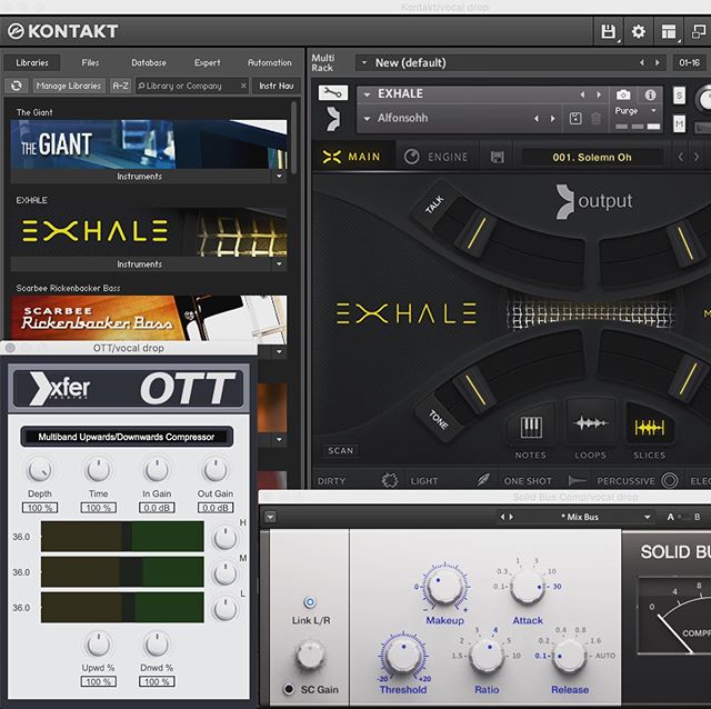 beatmelter's tweet photo. Got a sick new vocal plugin called Exhale. Been going hard with it 🎛🤷♂️
.
.
.
#nativeinstruments #kontakt #outputplugins #plugins #gear #new #toys #vocals #vox #chops #inthebox #studio #laptop #macbook #ott #compressor https://t.co/Bl2H7ybkt2
