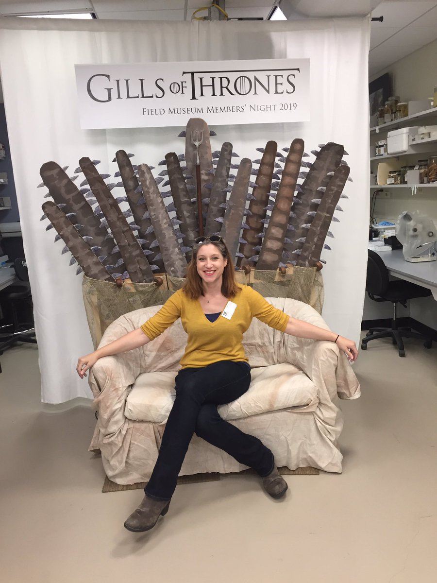 jennygumm's tweet photo. Highlights from visiting @FieldMuseum yesterday...an actual coelacanth!! And sitting on the #gillsofthrones iron throne! https://t.co/yBJ92FzdDz