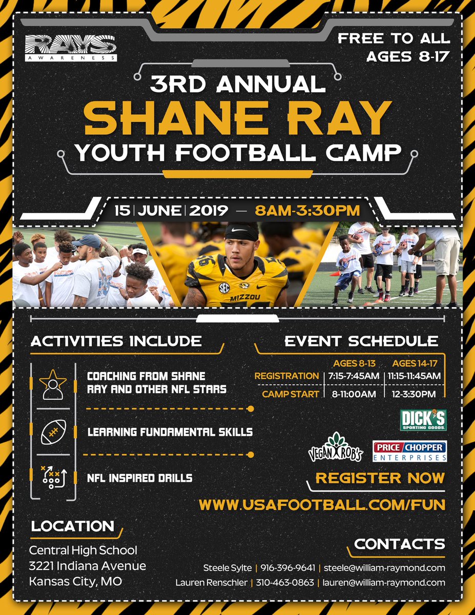 StephByram's tweet photo. Hey everyone! If you have kids that play football sign up! This camp is free! Please retweet!!
@StingRay56 will be hosting his 3rd Annual Youth Football Camp on June 15th in Kansas City for ages 8-17
Register ⤵️
https://t.co/LmCcsP79Ha
Directions to sign up below! #ShaneRay https://t.co/x3Mux7Alrk