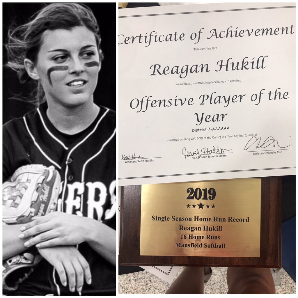MaxEllyson's tweet photo. This young lady had a Great season @ReaganHukill24 finishes off her high school career as the all time HR leader for Mansfield High,  the single season HR record (16) and District 7-6A Offensive POY   #attagirl #mygirlscanhit #TeamTotalEffort @Gosset41 @RobinsonrrRone https://t.co/S9umSvWONK