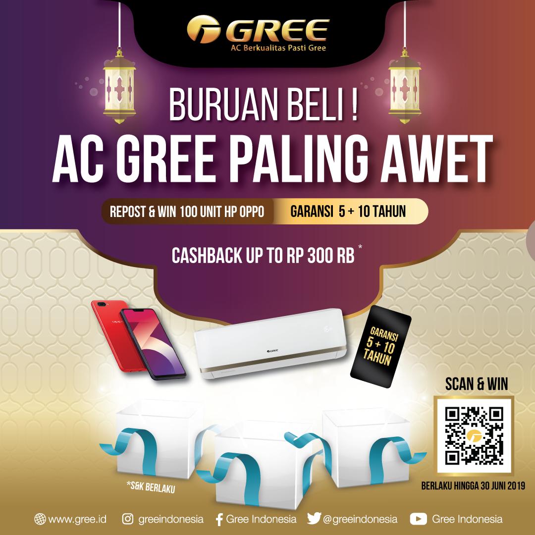 greeindonesia's tweet photo. REPOST DAN DAPATKAN SMARTPHONE OPPO!

Gree  Indonesia memberikan cashback hingga Rp300 ribu dan Platinum Warranty gratis untuk pembelian AC Gree tipe tertentu pada Lebaran 2019 kali ini.

Untuk informasi promo lebih lanjut, klik link ini https://t.co/hwBSOQjgSD https://t.co/m0QXceZXTO