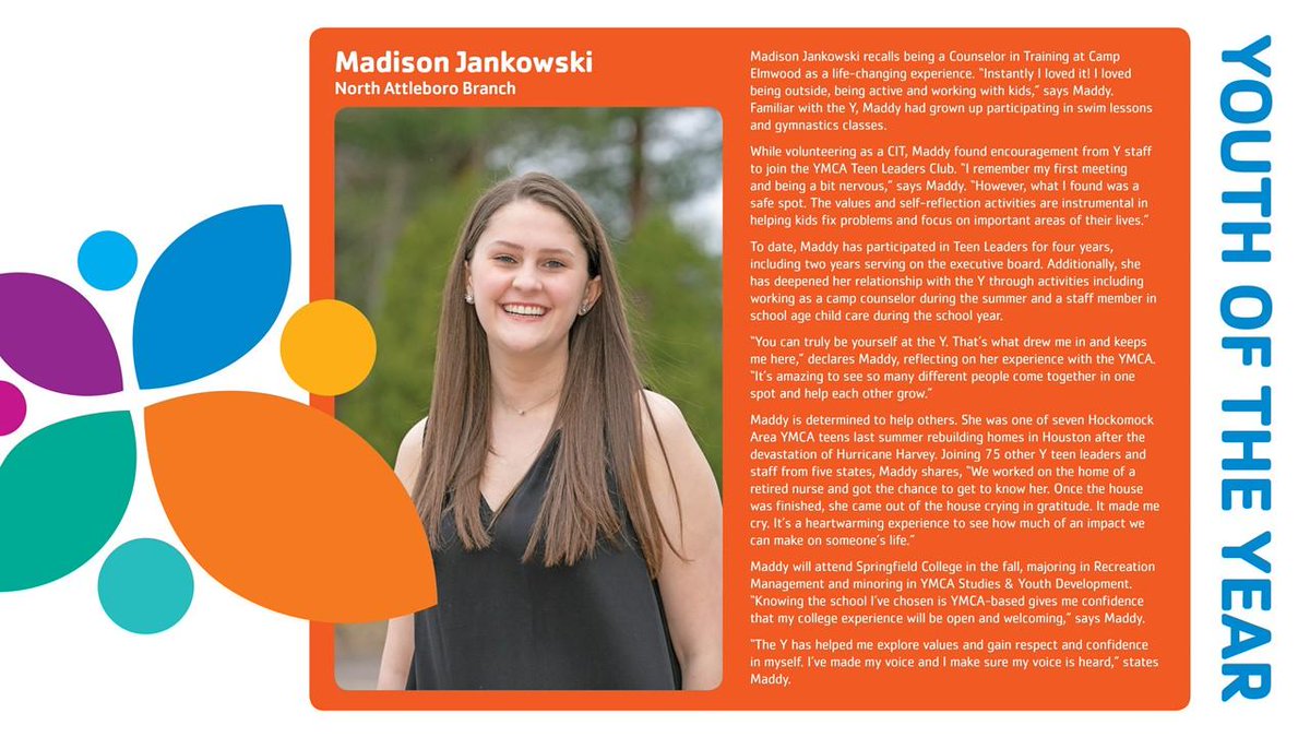 HockomockYMCA's tweet photo. We're so impressed by these young adults who are making a difference in our community. Congratulations Sam, Tanner, and Madison – our 2018 #HockomockYMCA Youth of the Year! #YouthDevelopment https://t.co/AVT2rp2viE