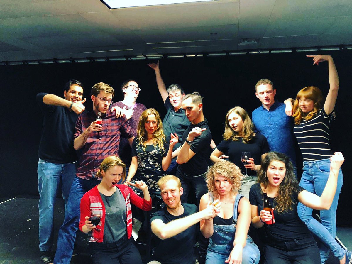 HelenColby's tweet photo. We did improv in front of an audience of actual humans. It was brilliant and stupid and weird and funny and PETRIFYING but we nailed it. Proud of us #improv #cheaperthantherapy #monkeytoast #burnward #senoircriminal https://t.co/0yun39ighC
