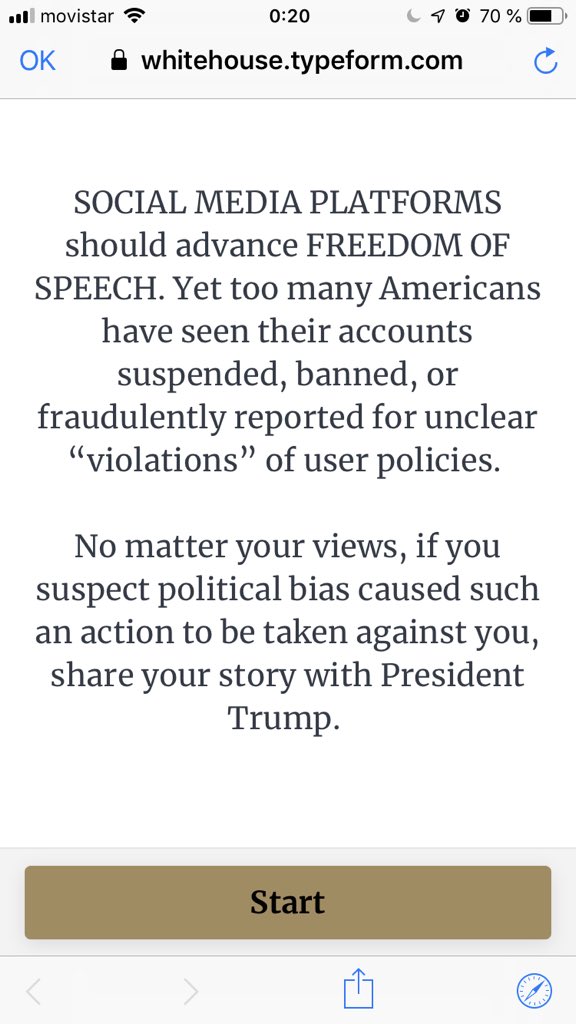 Ya la bienvenida a sitio es potente. Se viene un momento curioso sobre Libertad de opinión y redes sociales que ya han hecho público su sesgo ideológico, y se ha denunciado su censura asimétrica.