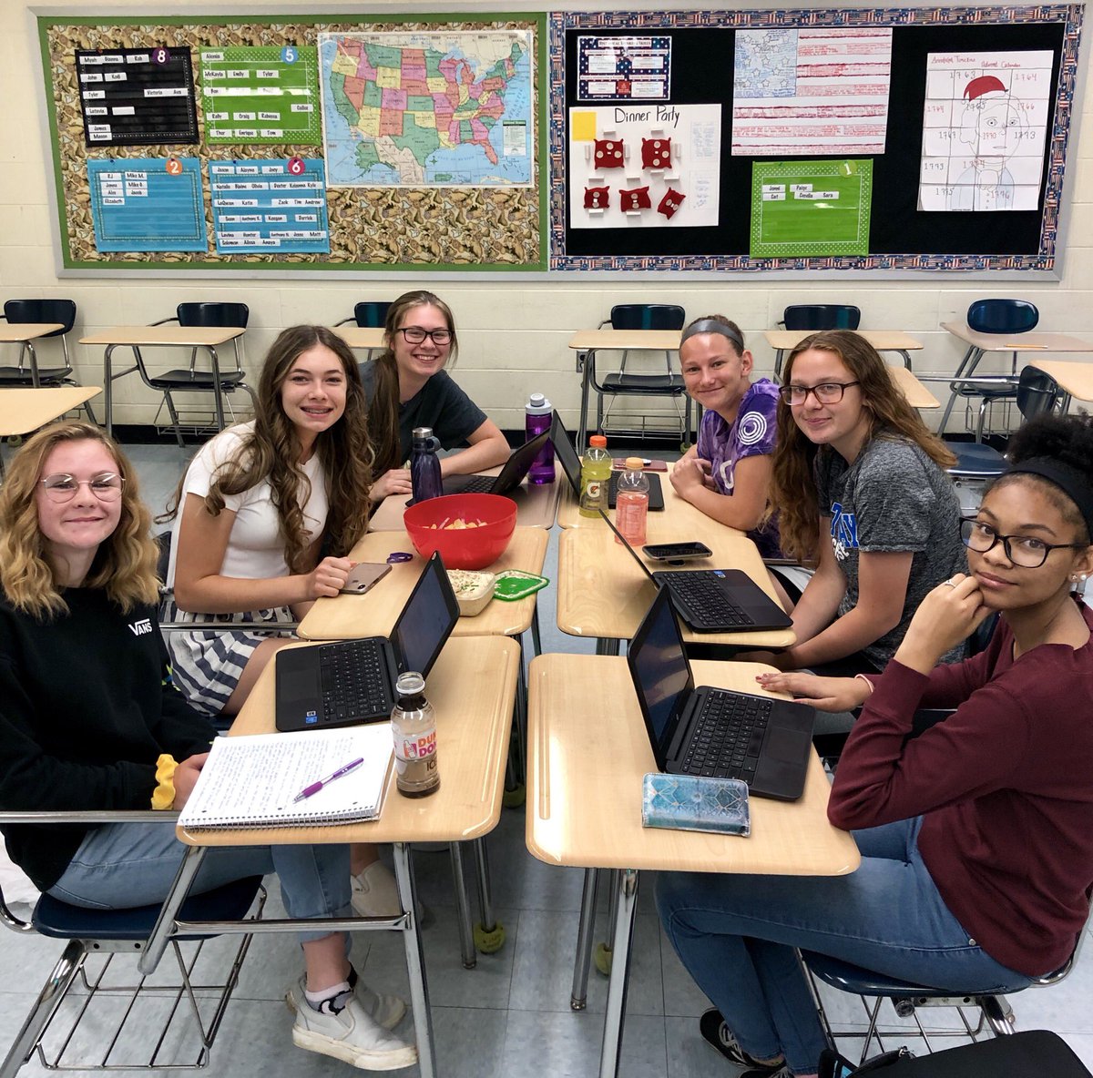 DeniseRKane's tweet photo. Because only in a @gatorAPUSH class would there be chips &amp; dip for a debate on Manifest Destiny at 8am. #Civility #RefinedPalates  #birthdayweek @Official_GRHS https://t.co/NKTgcPv9Rr