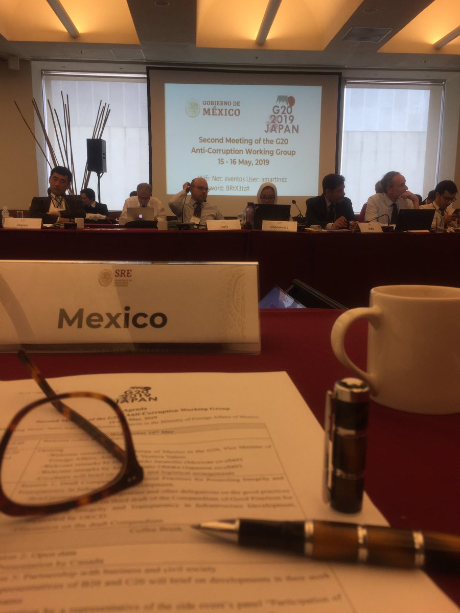 AlexPulidoG's tweet photo. Second meeting of the #G20 #Anticorruption Working Group. 

Agradezco a @mariafergarza, Presidenta de @ICCMEXICO y @ebohorquez de @IntegridadMx que hayan aportado una visión #Anticorrupción del  sector empresarial y de la #sociedadcivil. 

#HablemosdeIntegridad #SoyAnticorrupción https://t.co/sIyRyXaC7m
