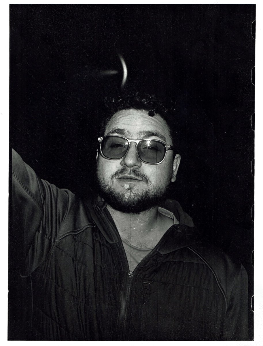 Dj in the woods at night. Tri-X 400