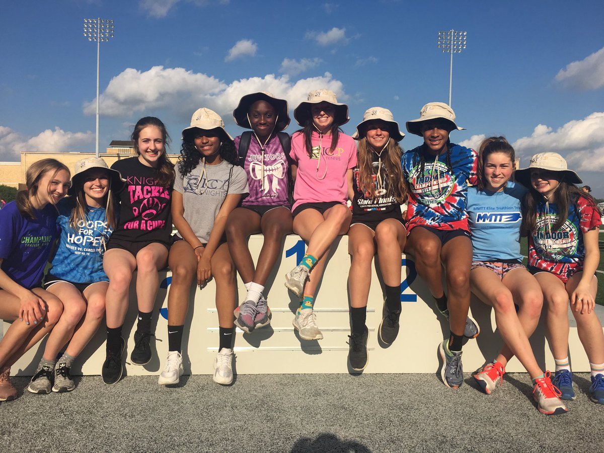 Girls at IHSA state track meet at EIU after practice...big day tomorrow Go Knights!