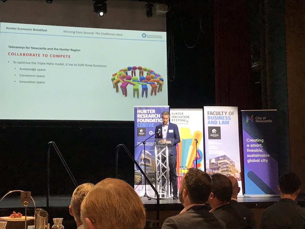 Hunter_iF's tweet photo. Sander van Amelsvoort talking about shared purpose and collaboration. “If you want to go fast, go alone. If you want to go far, go together.” At the @HunterResearch Breakfast as part of the @HunterInnovFest. #HIF19 #connectandprogress #futureproofhunter #hunterinnovation https://t.co/sslgcyOiFJ