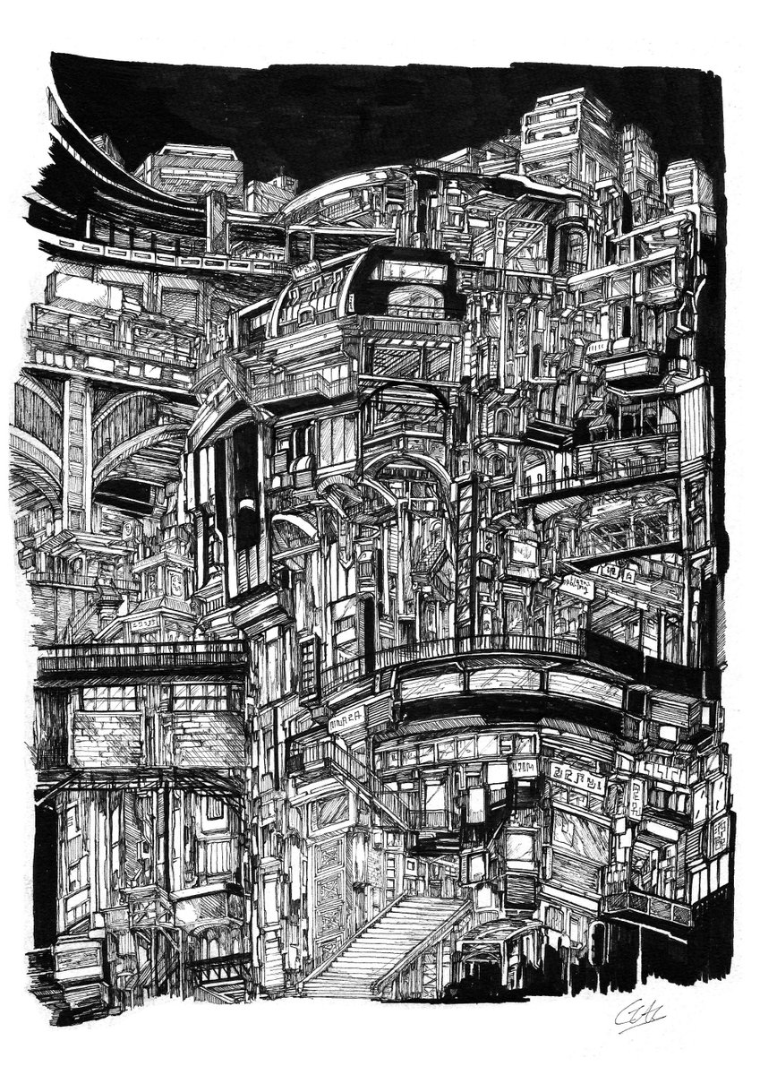 こういう絵をよく描いてます
#細密画 #ペン画 