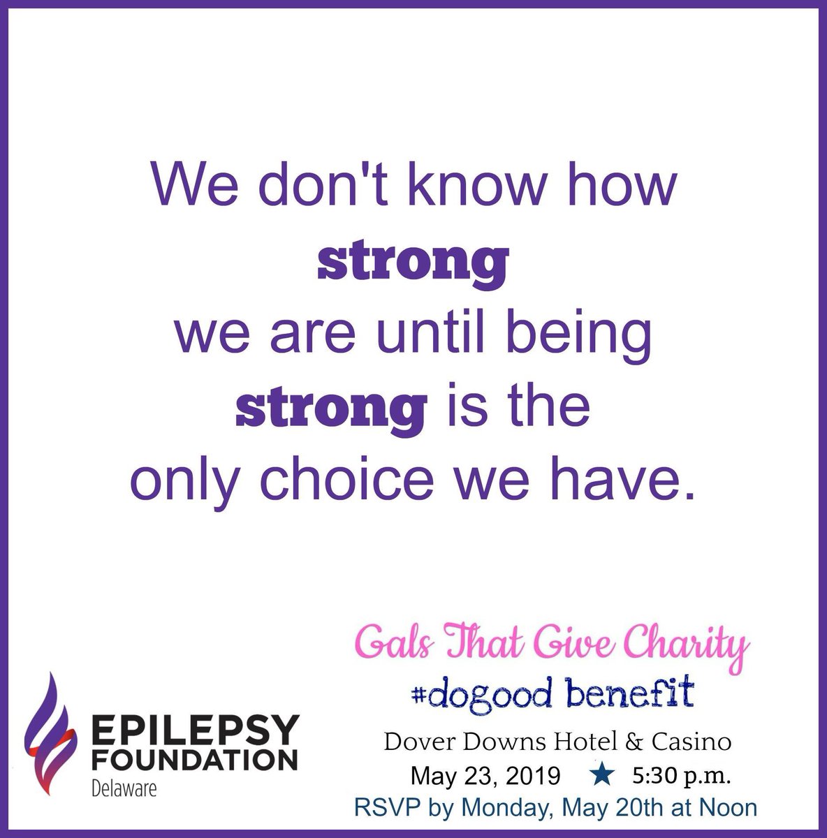 Join the #DoGood community as we support Epilepsy Foundation of Delaware in their efforts to raise awareness and education of epilepsy in Kent County. Ticket sales end Monday at Noon at bit.ly/GalsEpilepsyFo…. #netde #gals4charity