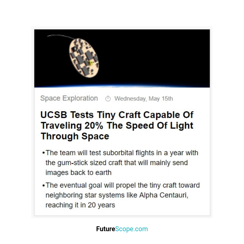 FutureScopeNews's tweet photo. Latest breakthrough #innovationinsight
UCSB Tests Tiny Craft Capable Of Traveling 20% The Speed Of Light Through Space
#Space #spaceexploration #ucsb #spacecraft #Innovations #Singularity #trends #future #futurist #futuristic #futurism #futurescope https://t.co/5OlkqfALtK