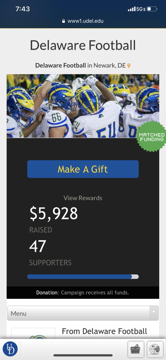 JakeGiusti's tweet photo. Almost at $6k!! Let’s end the night over $6k!! We need your help to make it over the hump!! Finish this strong!

https://t.co/s1JNza3ysk

#IheartUD @UDBlueHens @UDalumni @UDFootballNews @barstoolUD #UDFB https://t.co/jl5lGawW8p