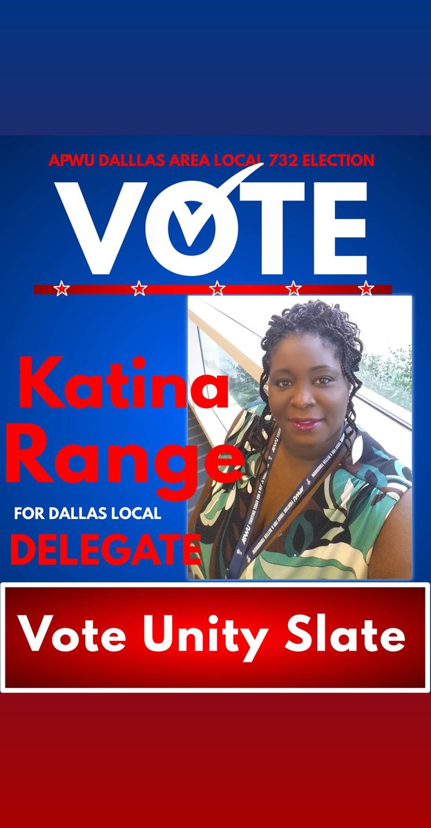 kdhill3201's tweet photo. Vote Unity Slate!!!
THE TEAM THAT WORKS FOR YOU.....
#APWUDALLASLOCAL732
#APWU
#DALLAS
#LOCAL732
#DALLASLOCAL732
DEADLINE MAY 18,2019 @ 10:00 AM https://t.co/DrjufJw5PJ