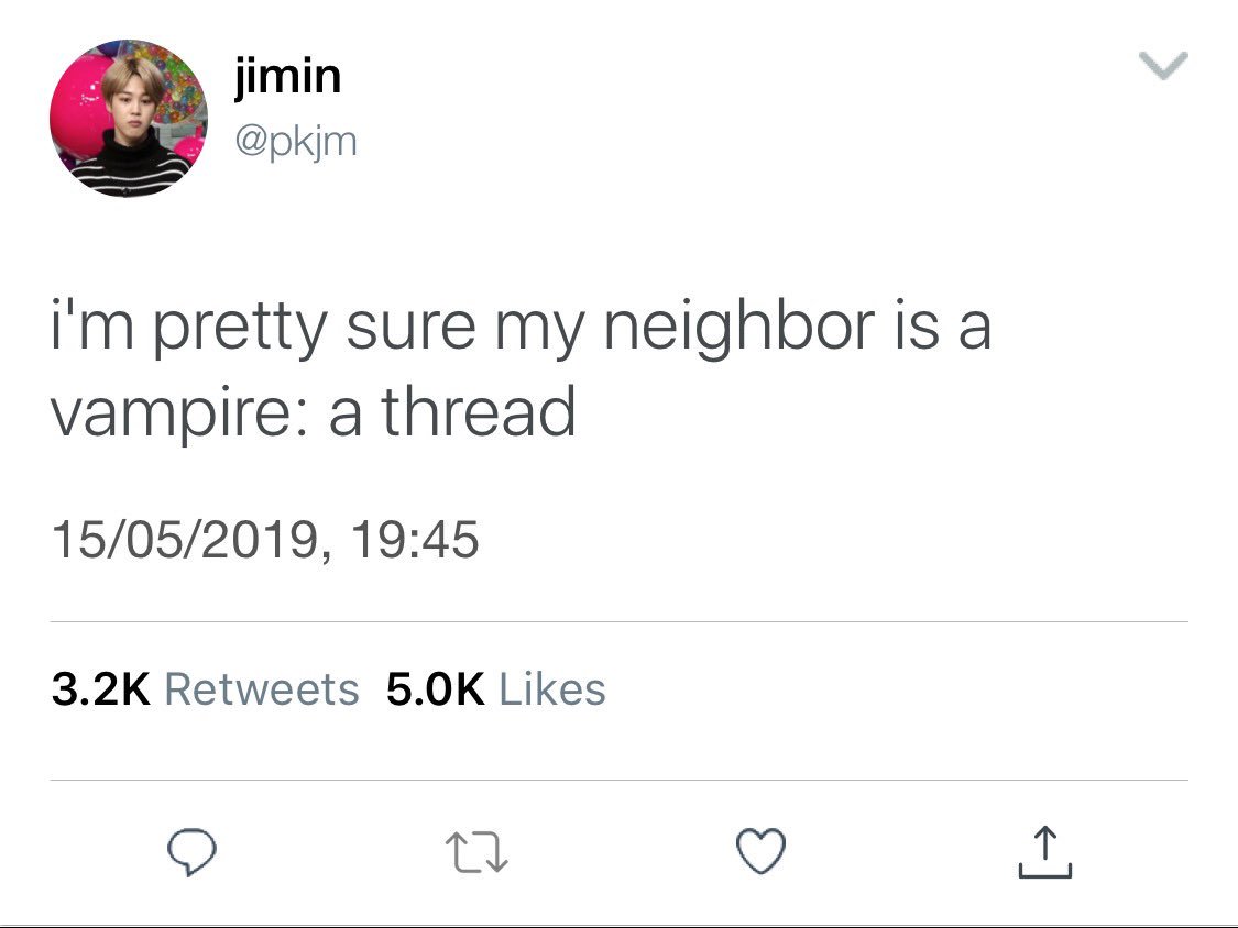 F4IRY30N's tweet photo. jikook au where jimin is convinced that his neighbor is a vampire so he decides to test his theory by doing ridiculous things to him https://t.co/Qth0Rxm2JH
