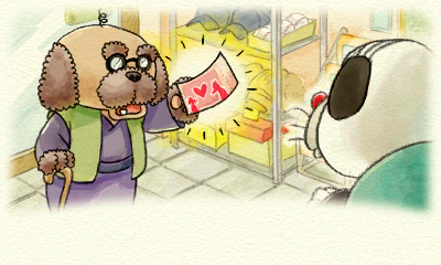 Inuzō Toipū handing what seems to be a marriage counseling coupon to Rusty.