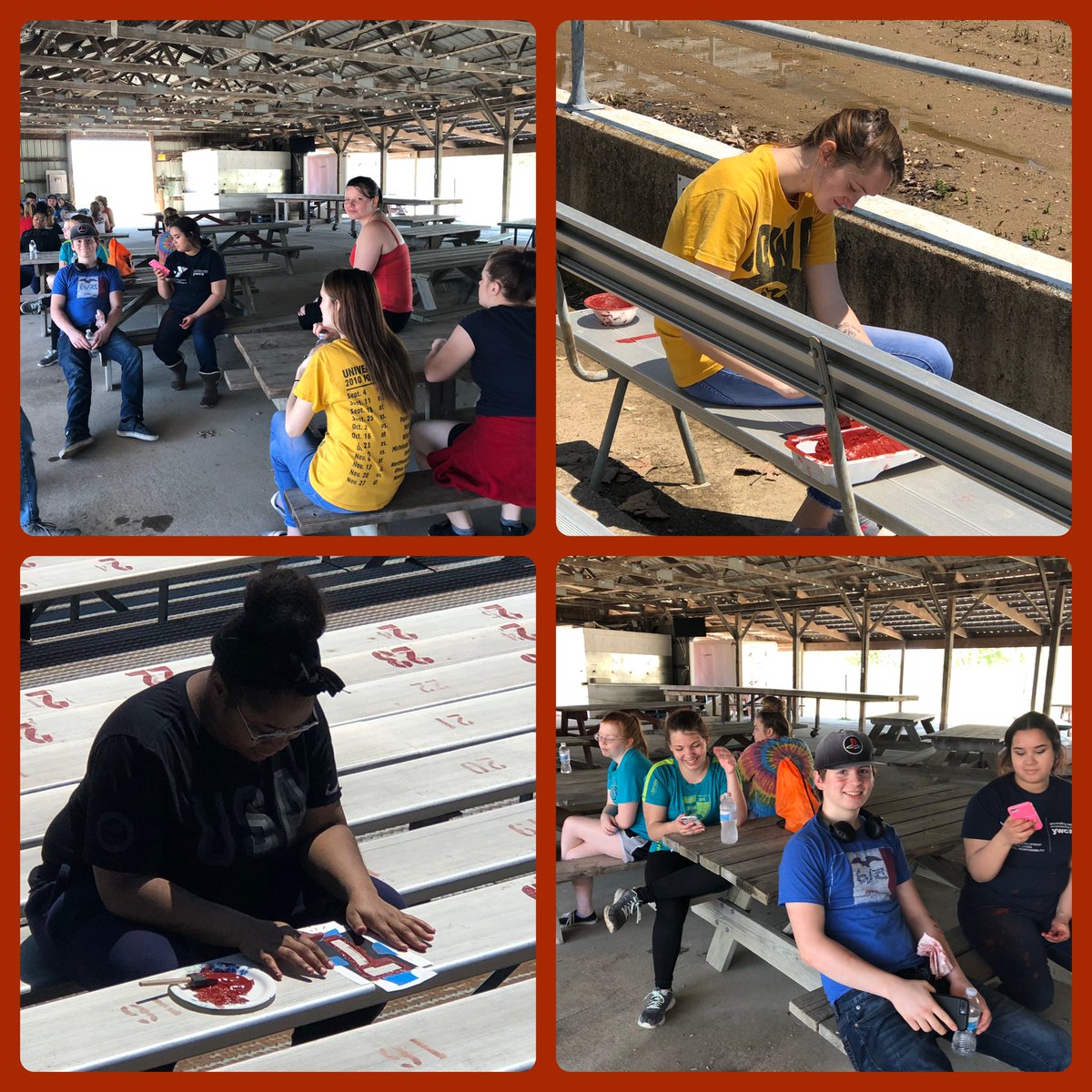 BILA_grayhounds's tweet photo. What a beautiful day to do a little #sevicelearning Students of BILA and Winfield-Mt. Union’s Leadership class came #together to help out the Ft. Madison Rodeo by painting the walkways and numbers on the bleachers. Awesome job by everyone involved!! @JillBla54937776 @wmucsd https://t.co/cJvAGRSBlw