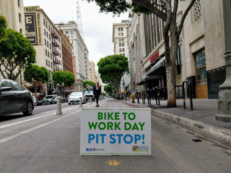 Tomorrow, Thursday, May 16, is #BikeToWorkDay in #CityofLA, a great opportunity to leave your car at home and try a two-wheeled commute to work. In #DTLA check out pit stops at #LACityHall &amp; Spring St between 6th and 7th. Don't have a bike? Check out <a href="/BikeMetro/">Metro Bike</a> !#BikeLA #WalkLA