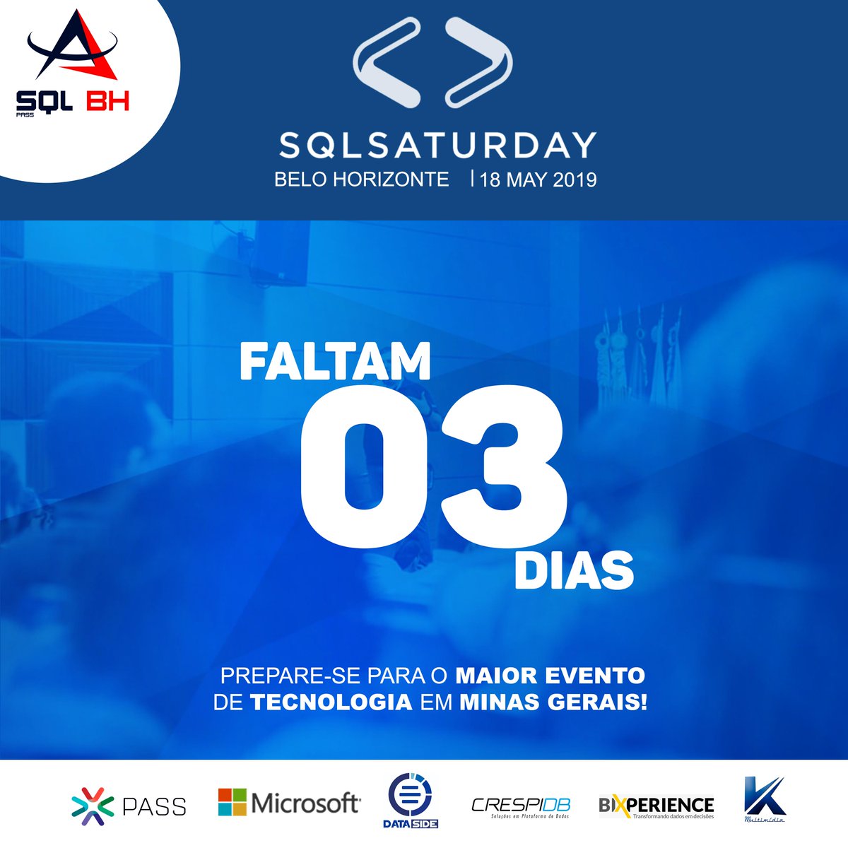 Maruan_Afif's tweet image. Contagem regressiva para o SQL Saturday #844 Belo Horizonte!

Estamos muito felizes em realizar esse evento pelo segundo ano consecutivo!

Nos vemos no sábado (18/05 ás 08:00 hrs) na Puc Coreu.

Lista de espera, pois batemos 800 inscritos! 😍

#SqlSatBh19
#Microsoft
#Pass