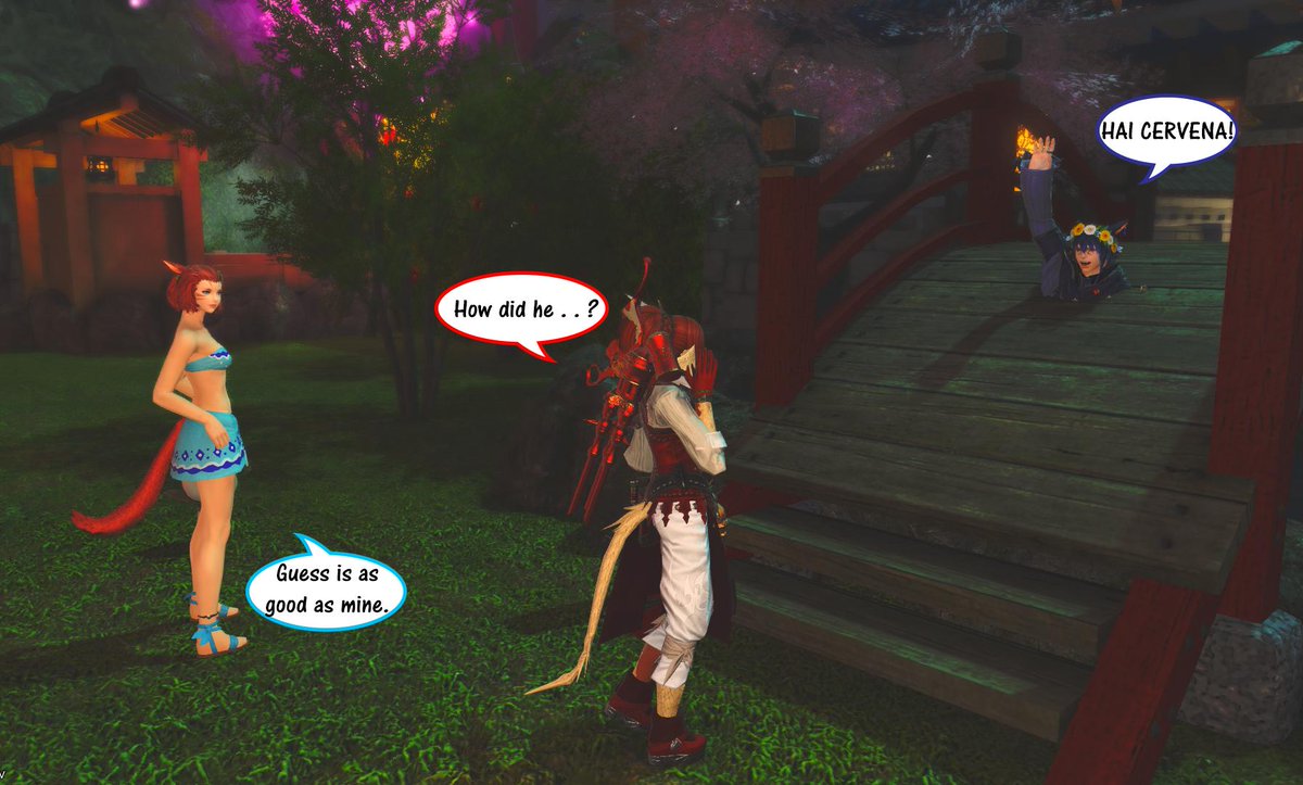 lilredaurigirl's tweet photo. Caras himself doesn't know how he did it, but he spent another 10 minutes trying to RE-do it. Cats. #FFXIV #FinalFantasyXIV #cervenaadventures https://t.co/dmPx07VCOZ