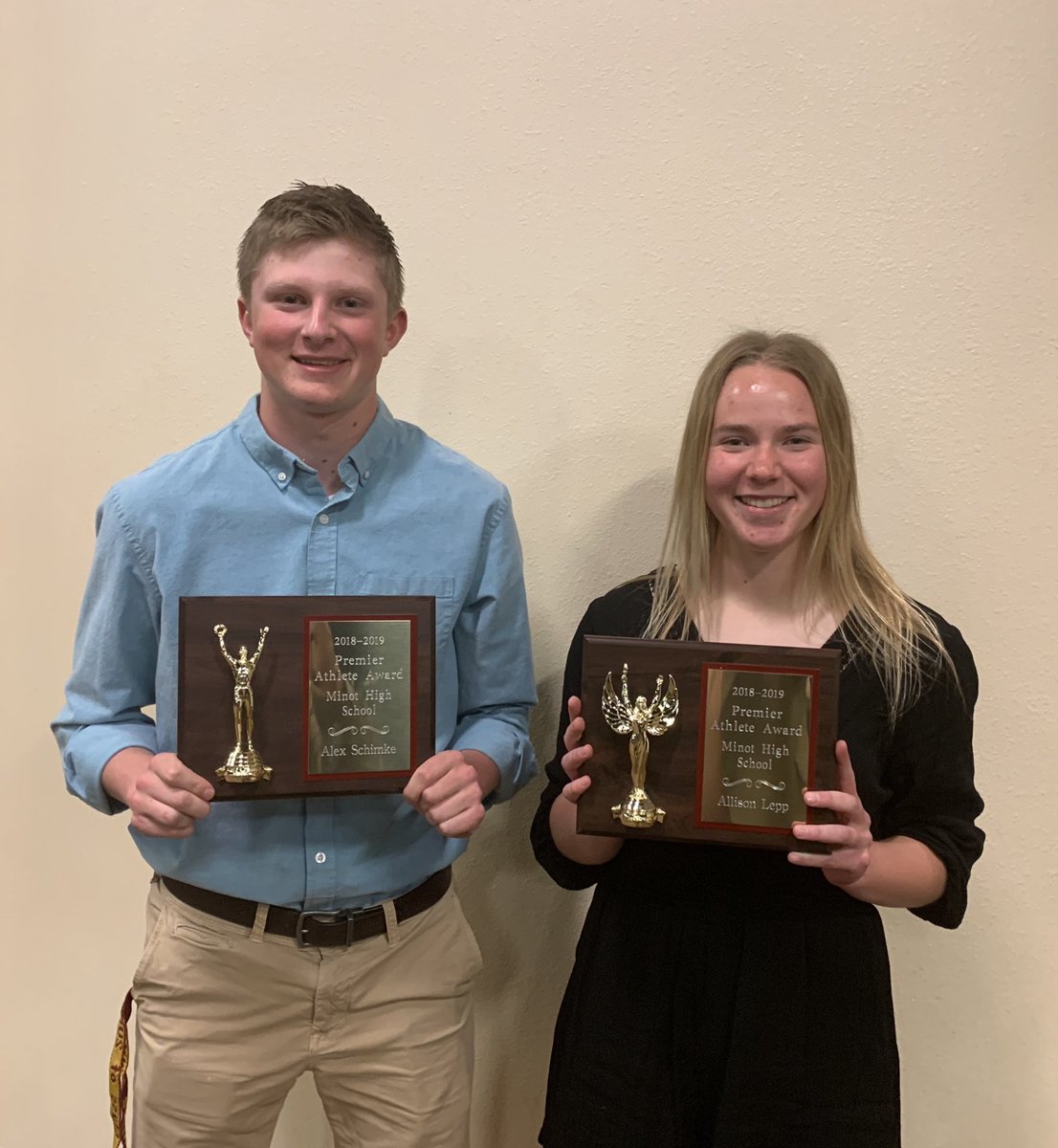 Congratulations to the Premier Athletes of Minot High School for 2018-2019. Allison Lepp and Alex Schimke
