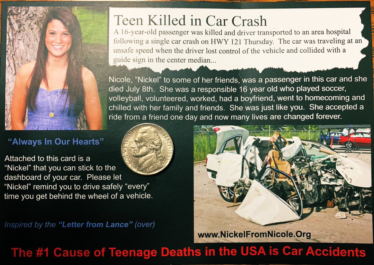 bhsmediators's tweet photo. Students watched a presentation from the #NickelFromNicole organization today to learn about the fatal consequences that can result from a driver’s reckless behavior. 💚🐑Students, after you receive your Nickel from Nicole, send us photos of your nickel on your dashboard! #BADD19 https://t.co/DqcWNob8C3
