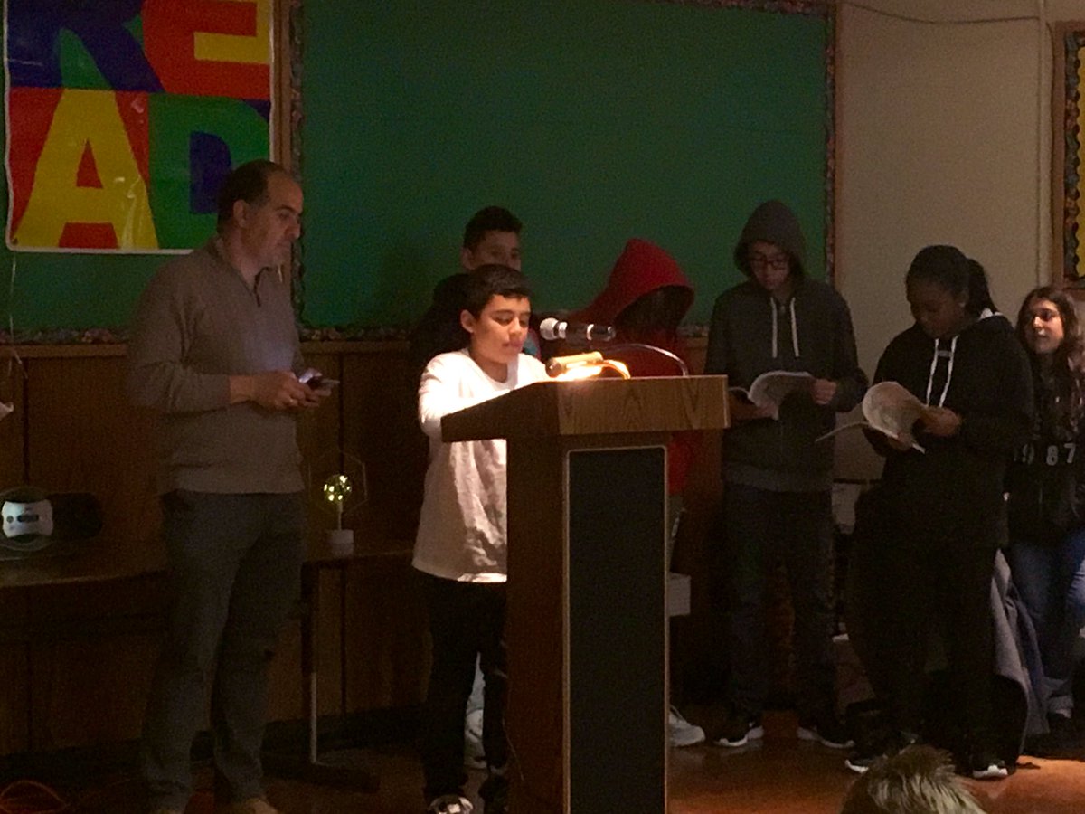 mruliano's tweet photo. This is what it looks like when you let the kids do the talking #poetrynight2019 #whyiwrite #ncteverse @AmityvilleUFSD https://t.co/2yc5BTgBAv