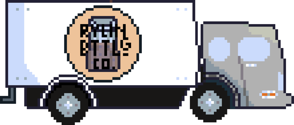 RYLINSC's tweet photo. Made a bunch of #pixelart today, third one is supposed to say "RYLIN BTTLG (short for bottling) CO" but it doesn't come across too well, but other than that the other 3 are pretty nice imo https://t.co/L2G2c7qV3i