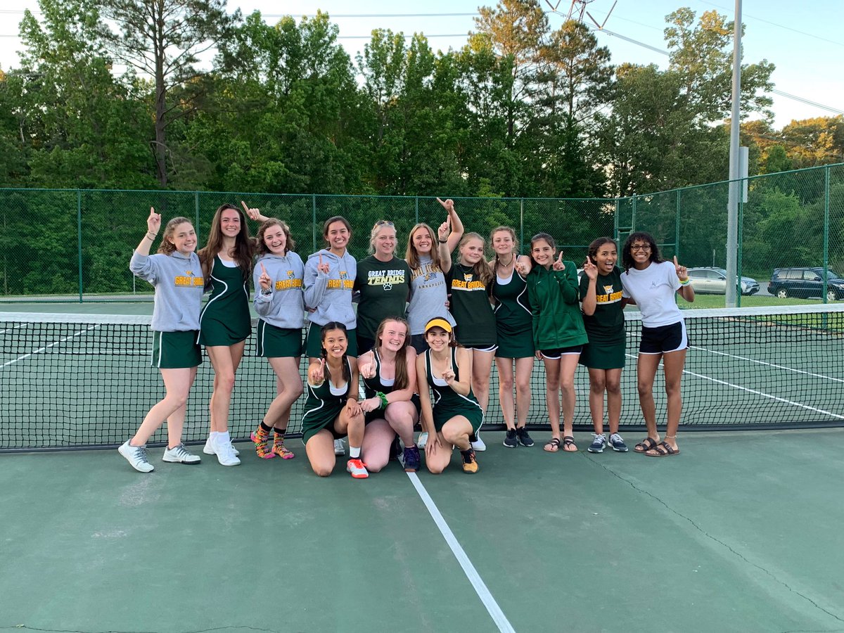 GbhAthletics's tweet photo. GB Girls Tennis clinched a state tournament birth tonight with a 5-0 semifinal win vs. Lafayette. Championship match is scheduled for Friday at 530pm vs the Smithfield/Jamestown winner. Congrats girls! #jumpingpic https://t.co/ZBanmObDVa