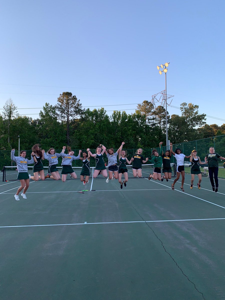 GbhAthletics's tweet photo. GB Girls Tennis clinched a state tournament birth tonight with a 5-0 semifinal win vs. Lafayette. Championship match is scheduled for Friday at 530pm vs the Smithfield/Jamestown winner. Congrats girls! #jumpingpic https://t.co/ZBanmObDVa