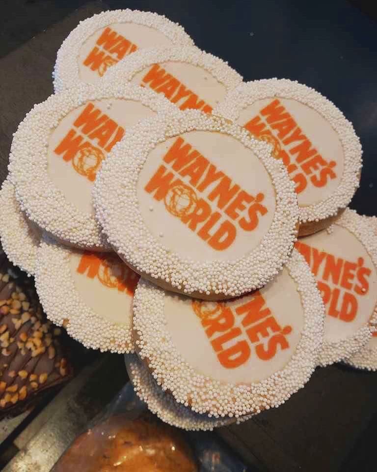 WE’RE NOT WORTHY! Come out for the #MoviesinThePark and grab one of our limited edition #WaynesWorld cookies!  @GallagherWayChi