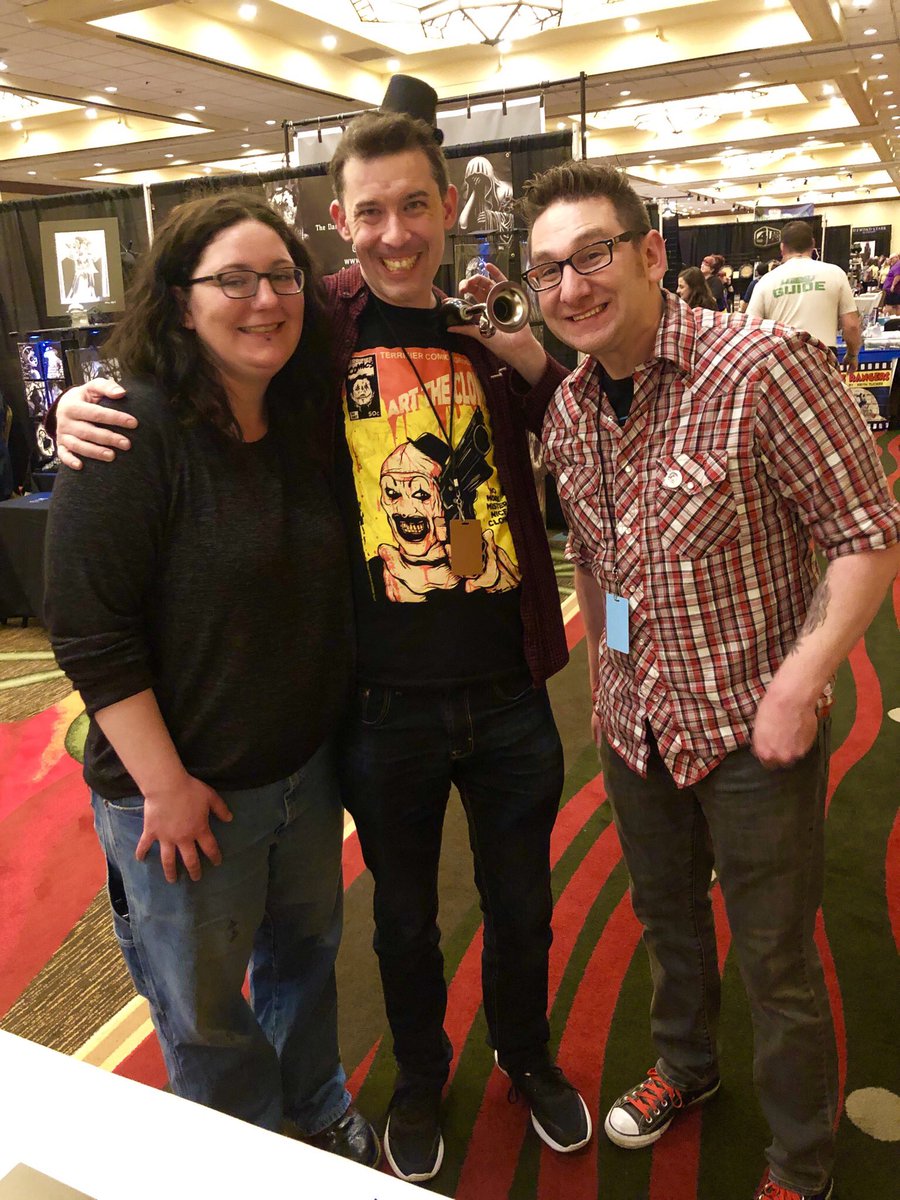 TyHuffer's tweet photo. @DavidHThornton is was great to meet you at @crypticon last weekend. It was also wonderful to witness you meet your childhood hero Keith Tucker! I can’t wait for Terrifier 2! #crypt19 #terrifer #clowns #horror #HorrorFam #indiefilms #arttheclown https://t.co/dDyK2Yc5DU