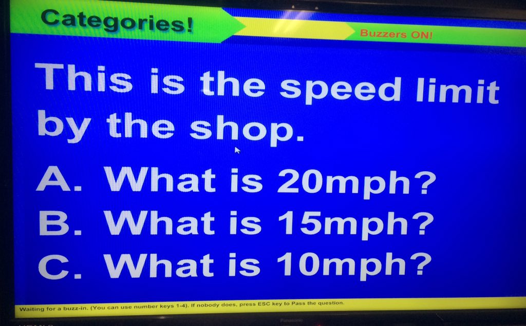Today we had one of our most popular demos: Our CHSP Jeopardy Game. Driver R Mac brought his equipment in and CHSP Committee Member Brian Bladzik played Alex Trebek. #NPFeeders <a href="/mmarshall35/">Michael Marshall</a> <a href="/TracyRichter32/">Tracy Richter</a> <a href="/SfecaFeederSfty/">San Fernando</a> <a href="/CACHFeeder/">CACH Feeder</a> <a href="/UPSers/">UPSers</a> <a href="/Edie4gzus/">Edie Chambers</a> <a href="/Homesafecomm/">Home Safely Advisory</a> <a href="/UPSKelso/">Kelso UPS Safety</a>