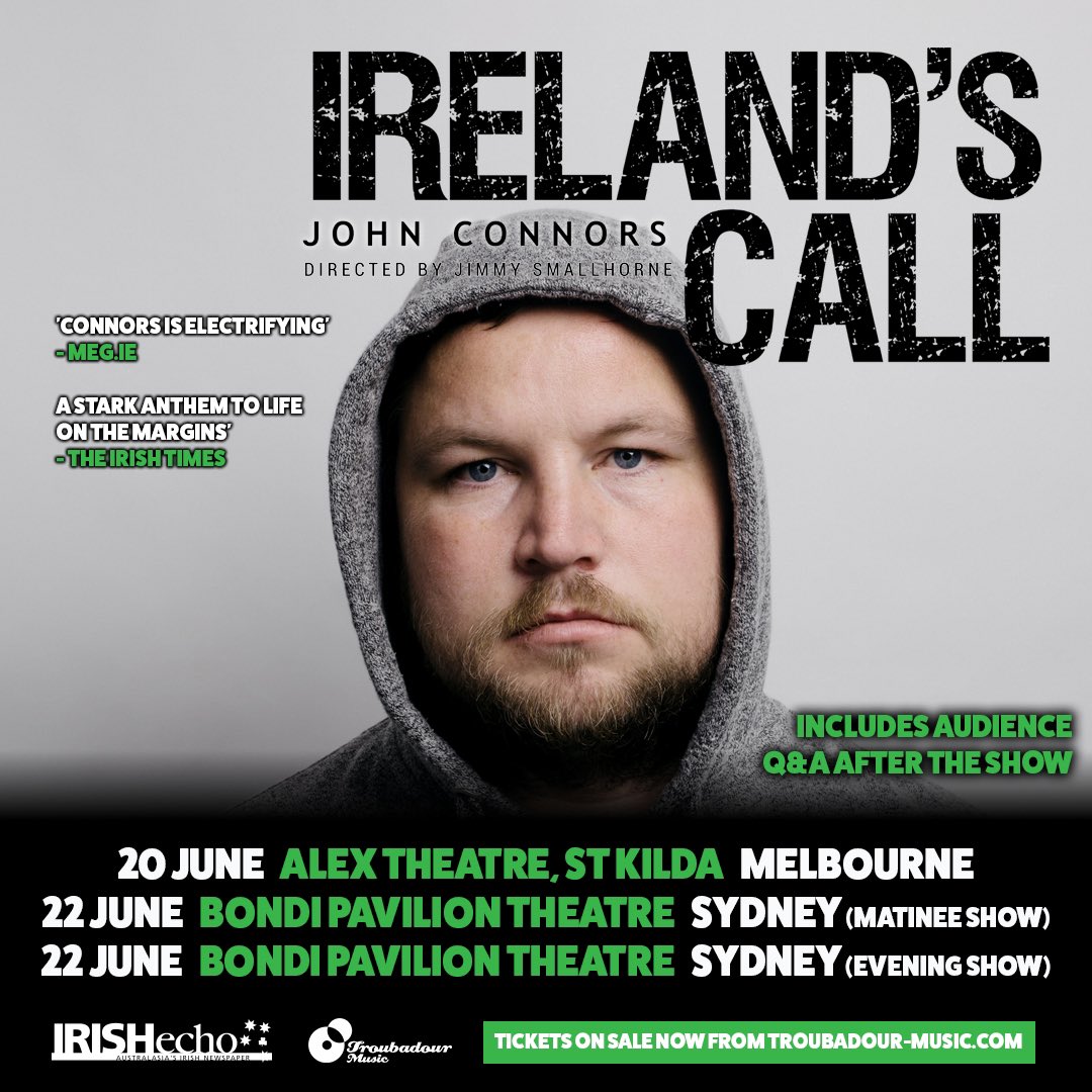 Sydney &amp; Melbourne! @johnconnors1990 is bringing Ireland’s Call to Oz next month ☘️ 
Tickets: bit.ly/irelandscall