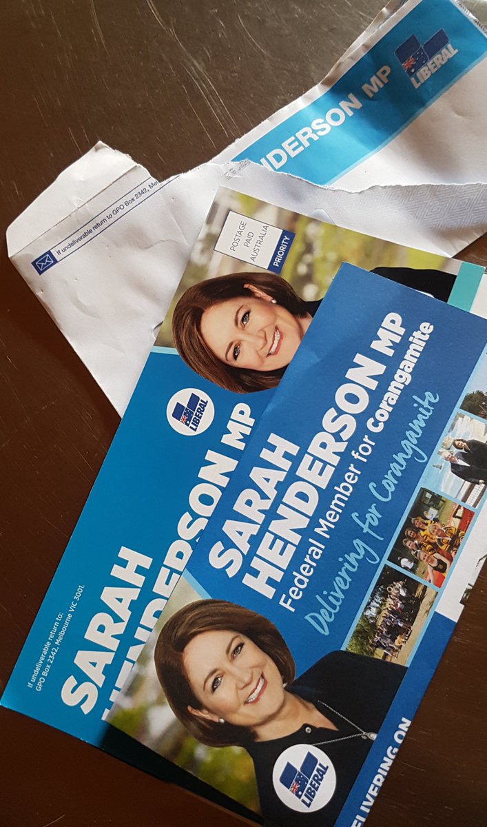 da_fluffy1's tweet photo. @SHendersonMP /Liberal Party Throwing Trees at #Corangamite for votes. That sounds just like the Liberal climate policy. #Surfcoast #Election2019 
Same amount but different crap yesterday. #auspol https://t.co/lBs518Sld2