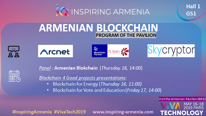 InspiringArm's tweet photo. Discover #blockchain technologies and projects in education, energy on #InspiringArmenia pavilion at @VivaTech with @skycryptor @arcnet_io @BlockchainPartn 

cc @nooorblockchain @blockchain @Bloch_R @fadouce @lachaintech @BizBlockchainHQ @forblockchain @Clemnt_Jeanneau

#VivaTech https://t.co/8antC2yZPR