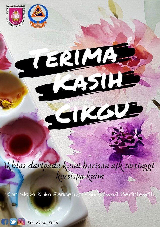 kor_sispa_kuim's tweet photo. Selamat Hari Guru, Cikgu😇😍
@Kor_sispa_kuim
➡ Instagram, twitter,facebook
Sekian, wasalam. “ KOR SISPA KUIM PENCETUS MAHASISWA BERINTEGRITI“
#apmkuim
#kuim
#kuimpilihanbijak
#apmsanasini
#orenbiru
#kamiXramai
#kualitibukankuantiti
#OneForAllAllForOne https://t.co/UqUS3yDUKi