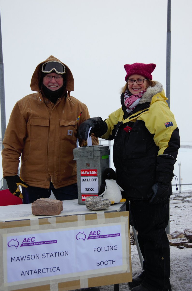 AEC ✏️ (@auselectoralcom) on Twitter photo We go as far as Antarctica to conduct polling and there's still a <a href="/CollingwoodFC/">Collingwood FC</a> fan in the line (kitted out with Guernsey & Sherrin as well)...#ausvotes We go as far as Antarctica to conduct polling and there's still a <a href="/CollingwoodFC/">Collingwood FC</a> fan in the line (kitted out with Guernsey & Sherrin as well)...#ausvotes