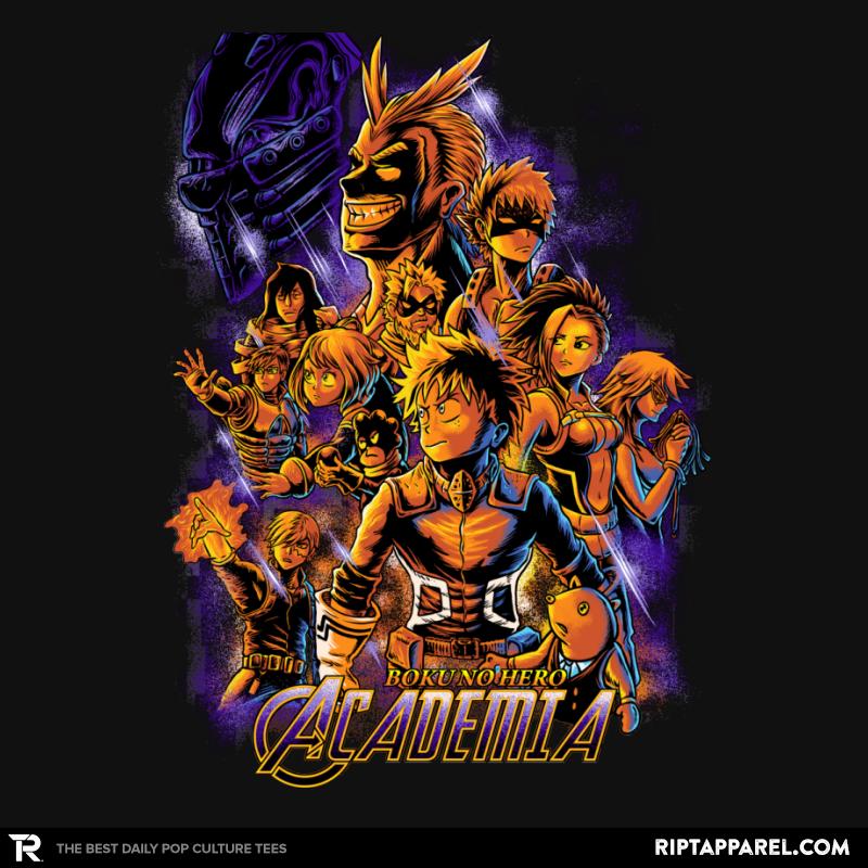 riptapparel's tweet photo. Get "Academia" by #polkadothero at https://t.co/tOmwFEgPGI #parody #Avengers #MyHeroAcademia https://t.co/WGAsELmlwS