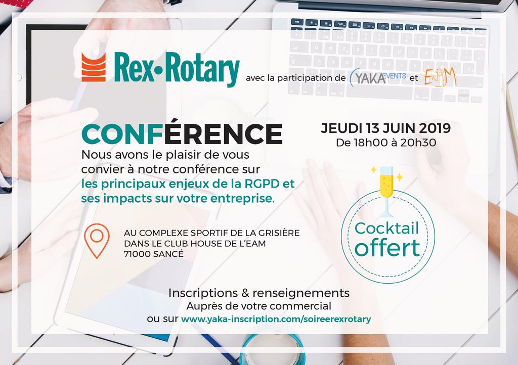 RexRotaryFrance's tweet photo. Qu'avez-vous mis en place dans votre entreprise depuis l'arrivée de la RGPD il y a un an ?
A cette occasion, Rex Rotary Chalon vous convie à une conférence sur les enjeux et impacts de la RGPD en entreprise.
👉  Inscription au 03 85 43 00 00 ou sur https://t.co/zkTfQOCCuo https://t.co/M4oeEvXW05