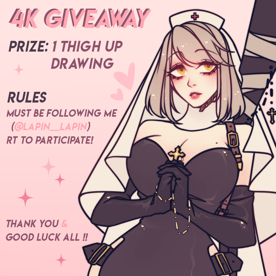 💉💟💉 LAPIN'S 4K GIVEAWAY 💉💟💉

As mentioned I wanted to do a giveaway for reaching 4k! Please rt to participate ! <3 

♥ PRIZE: THIGH UP DRAWING
♥ END DATE: MAY 23RD